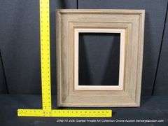 LIGHT-WASHED DRIFTWOOD, W/ LINEN INLAY, CARVED WOODEN FRAME 21 X 44