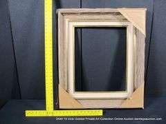 BROWN & GOLD PAINTED DRIFTWOOD, W/ LINEN INLAY, WOODEN FRAME 26 X 30