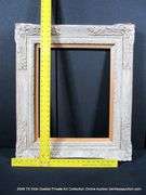 WHITE-WASHED, W/ UNPAINTED WOOD INLAY, CARVED ORNATE FRAME 25 X 29