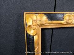 GOLD & BLACK PAINTED, CARVED ORNATE WOODEN FRAME 23 X 27