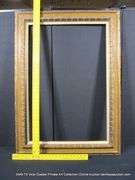 BROWN & GOLD PAINTED, W/ LINEN INLAY, CARVED WOODEN FRAME 32 X 44