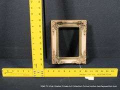 WHITE & GOLD PAINTED, W/ RED ACCENTS, CARVED ORNATE WOODEN FRAME 8 X 10