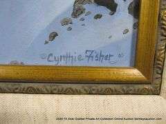 FRAMED PAINTING BY CYNTHIE FISHER - WILDLIFE - BIGHORN SHEEP IN SNOW, 29" X 40" OVERALL