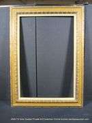 BROWN & GOLD PAINTED, W/ LINEN INLAY, CARVED WOODEN FRAME 32 X 44