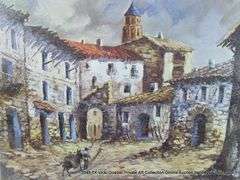 MAN & HORSE IN SPANISH VILLAGE