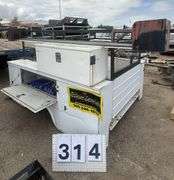 CLARK UTILITY TRUCK BED - FADED/RUST PAINT AND NORMAL WEAR & TEAR ON BODY - WHITE
