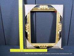 BLACK & GOLD PAINTED, CARVED ORNATE WOODEN FRAME 23 X 27