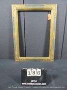 NAVY & GOLD PAINTED, CARVED ORNATE WOODEN FRAME 23 X 31