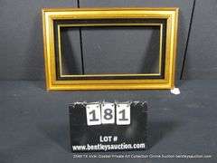 GOLD PAINTED, W/ BLACK VELVET INLAY, CARVED WOODEN FRAME 16 X 26