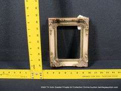 GOLD PAINTED, W/ RED ACCENTS, CARVED ORNATE WOODEN FRAME 8 X 10