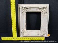 WHITE PAINTED, CARVED ORNATE WOODEN FRAME 16 X 18
