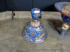 GIANT CLOISONNE CENSER, 3 PCS, 50"T X 29.5"W