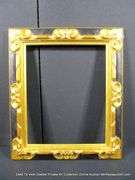 BLACK & GOLD PAINTED, CARVED ORNATE WOODEN FRAME 22 X 26