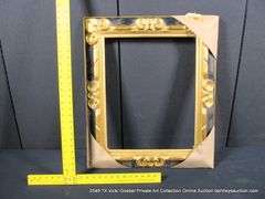 GOLD & BLACK PAINTED CARVED ORNATE WOODEN FRAME 23 X 27