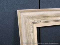GOLD & BEIGE PAINTED, W/ IVORY LINEN INLAY, CARVED WOODEN FRAME 20 X 24