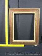GOLD & RED PAINTED, W/ LINEN INLAY, CARVED WOODEN FRAME 26 X 32
