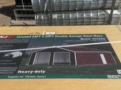 2025 KJ DOUBLE GARAGE STEEL BARN MODEL: K3325G, 33' X 25', 2 CRATES