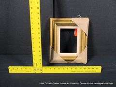 GOLD PAINTED, W/ LINEN INLAY, CARVED WOODEN FRAME 10 X 12