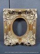 DARK BROWN & GOLD PAINTED, CARVED ORNATE WOODEN FRAME 17 X 19