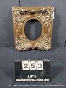 DARK BROWN & GOLD PAINTED, CARVED ORNATE WOODEN FRAME 17 X 19