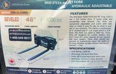 2025 WOLVERINE PALLET FORK HYDRAULIC ADJUSTABLE - FOR SKID LOADER MODEL: PFA-11-3300G,