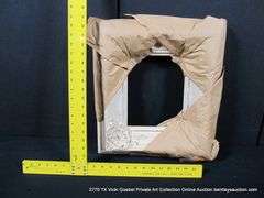WHITE PAINTED, CARVED ORNATE WOODEN FRAME 16 X 18