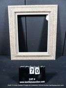 GRAY-WASHED, W/ PAINTED GRAY INLAY, CARVED ORNATE WOODEN FRAME 25 X 29