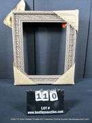 SILVER PAINTED, CARVED ORNATE WOODEN FRAME 23 X 27