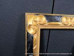 BLACK & GOLD PAINTED, CARVED ORNATE WOODEN FRAME 23 X 27