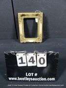 GOLD & WHITE PAINTED W/ RED ACCENTS CARVED ORNATE WOODEN FRAME 8 X 19