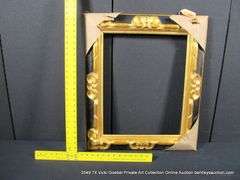 BLACK & GOLD PAINTED, CARVED ORNATE WOODEN FRAME 22 X 26