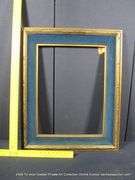 GOLD/BRONZE PAINTED, W/ DARK BLUE VELVET INLAY, CARVED WOODEN FRAME 26 X 32