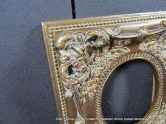 DARK BROWN & GOLD PAINTED, CARVED ORNATE WOODEN FRAME 17 X 19