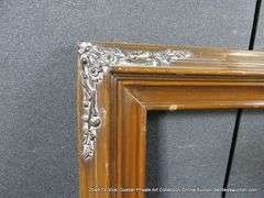 DARK-STAINED, CARVED WOODEN FRAME 25 X 29