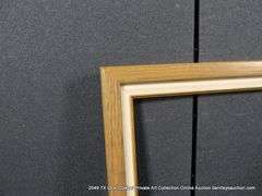 STAINED WALNUT, W/ LINEN INLAY, WOODEN FRAME 21 X 27