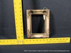 GOLD & WHITE PAINTED, W/ RED ACCENTS, CARCED ORNATE WOODEN FRAME 8 X 10