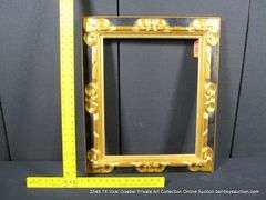 GOLD & BLACK PAINTED, CARVED ORNATE WOODEN FRAME 22 X 26