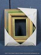 OLIVE GREEN & GOLD PAINTED, CARVED ORNATE WOODEN FRAME 13 X 15