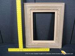 GOLD & BEIGE PAINTED, W/ IVORY LINEN INLAY, CARVED WOODEN FRAME 20 X 24