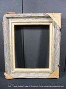 BLACK & WHITE-WASHED DRIFTWOOD, W/ GOLD PAINTED &, W/ LINEN INLAY, WOODEN FRAME 25 X 29