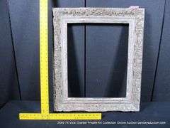 GRAY-WASHED, CARVED ORNATE WOODEN FRAME 25 X 29