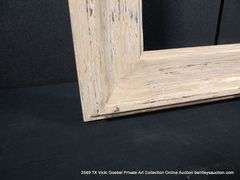 WHITE & GOLD-WASHED, CARVED WOODEN FRAME 34 X 42