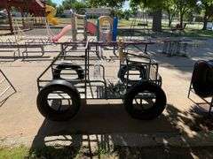CAR SHAPED METAL BAR TOY W/ 2 STEERING WHEELS