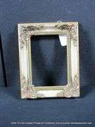 GOLD & WHITE PAINTED W/ RED ACCENTS, CARVED ORNATE WOODEN FRAME 8 X 10