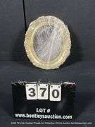 CIRCULAR, GOLD PAINTED, CARVED ORNATE WOODEN FRAME - (WRAPPED IN PLASTIC) 11 X 13