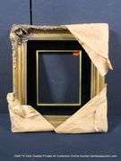 GOLD PAINTED, W/ BLACK VELVET INLAY, CARVED WOODEN FRAME 16 X 18