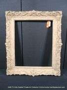 BEIGE-WASHED, CARVED ORNATE WOODEN FRAME 25 X 29