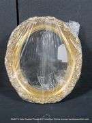 CIRCULAR, GOLD PAINTED, CARVED ORNATE WOODEN FRAME 11 X 13