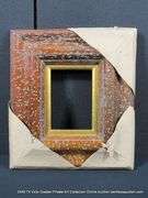 DARK OAK-STAINED, W/ GOLD PAINTED INLAY, CARVED WOODEN FRAME 14 X 16