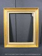 GOLD PAINTED, W/ LINEN INLAY, CARVED WOODEN FRAME 23 X 31
